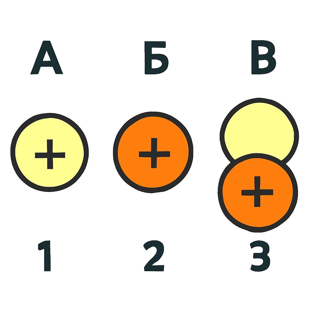 Schematic line drawing of three hydrogen isotope nuclei labeled with Cyrillic letters: 1, 2, 3. Nucleus 1: one proton (+). Nucleus 2: one proton (+) and one neutron (empty circle). Nucleus 3: one proton (+) and two neutrons (empty circles). Minimalist black and white style.