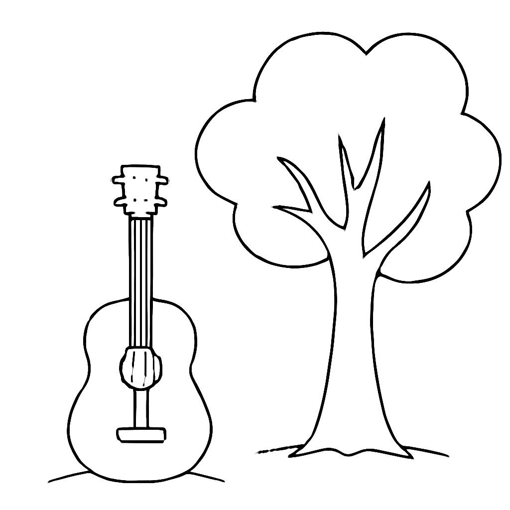 a simple black and white line art of a cute hedgehog (ёжик) standing next to a tree, white background, no text.
