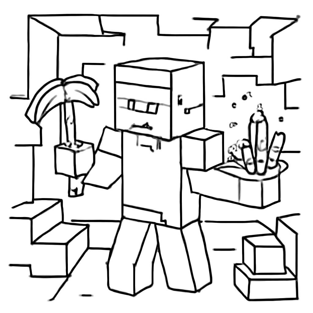 Steve in a Minecraft cave with diamonds
