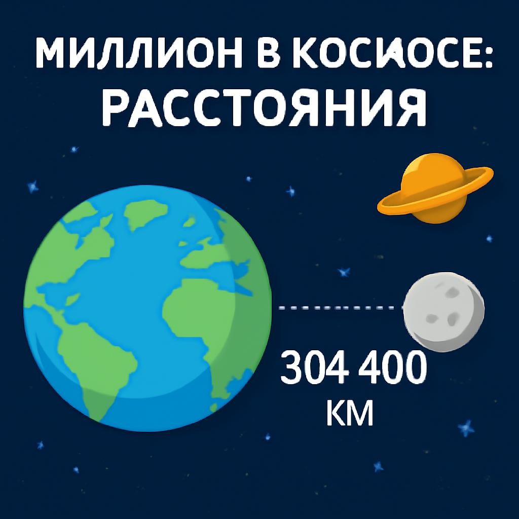 Слайд 18 «Миллион в космосе: Расстояния» — иллюстрация к презентации «Тайны больших чисел» по математике для 4 класса