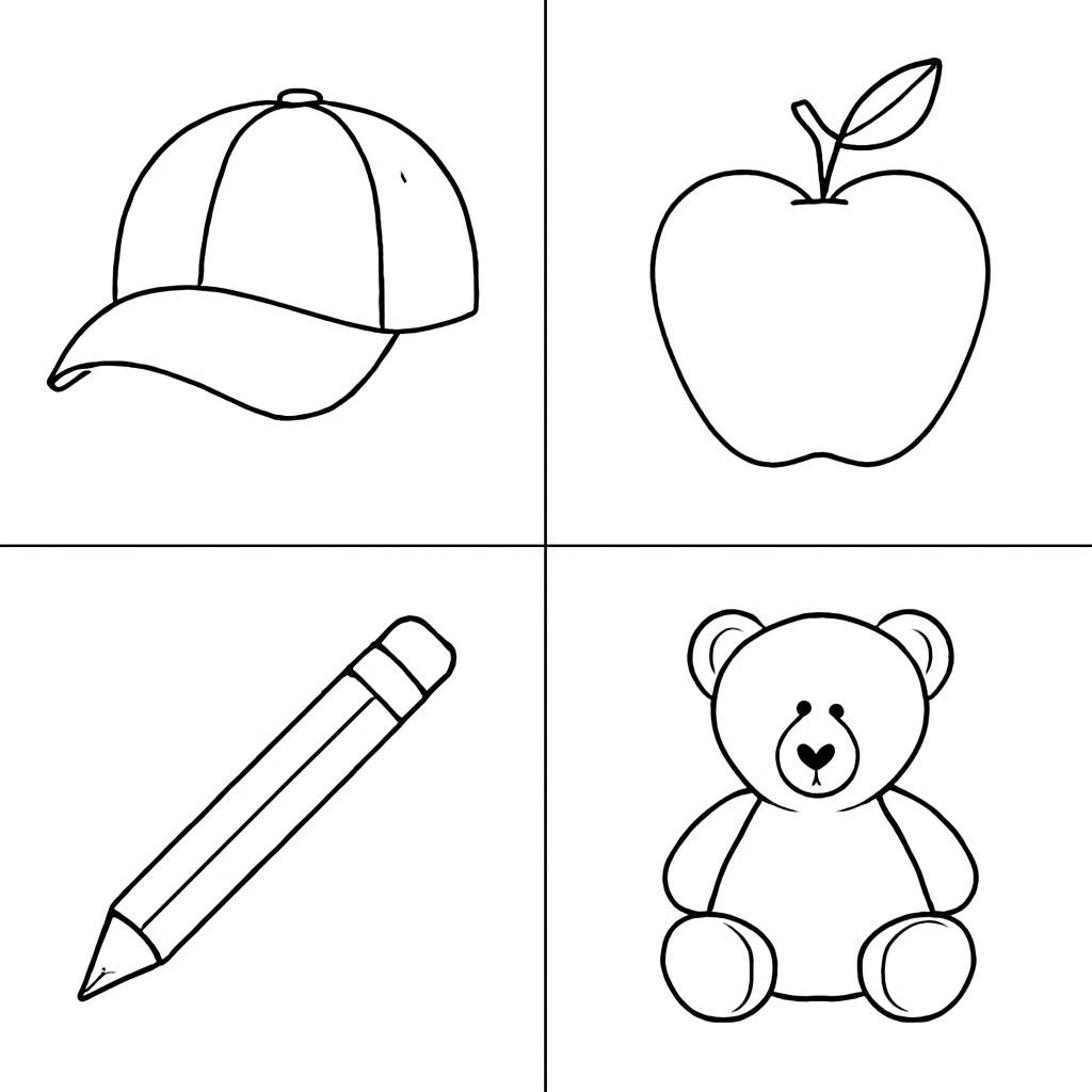 2x2 grid of four distinct objects, no text: Смысл предложения