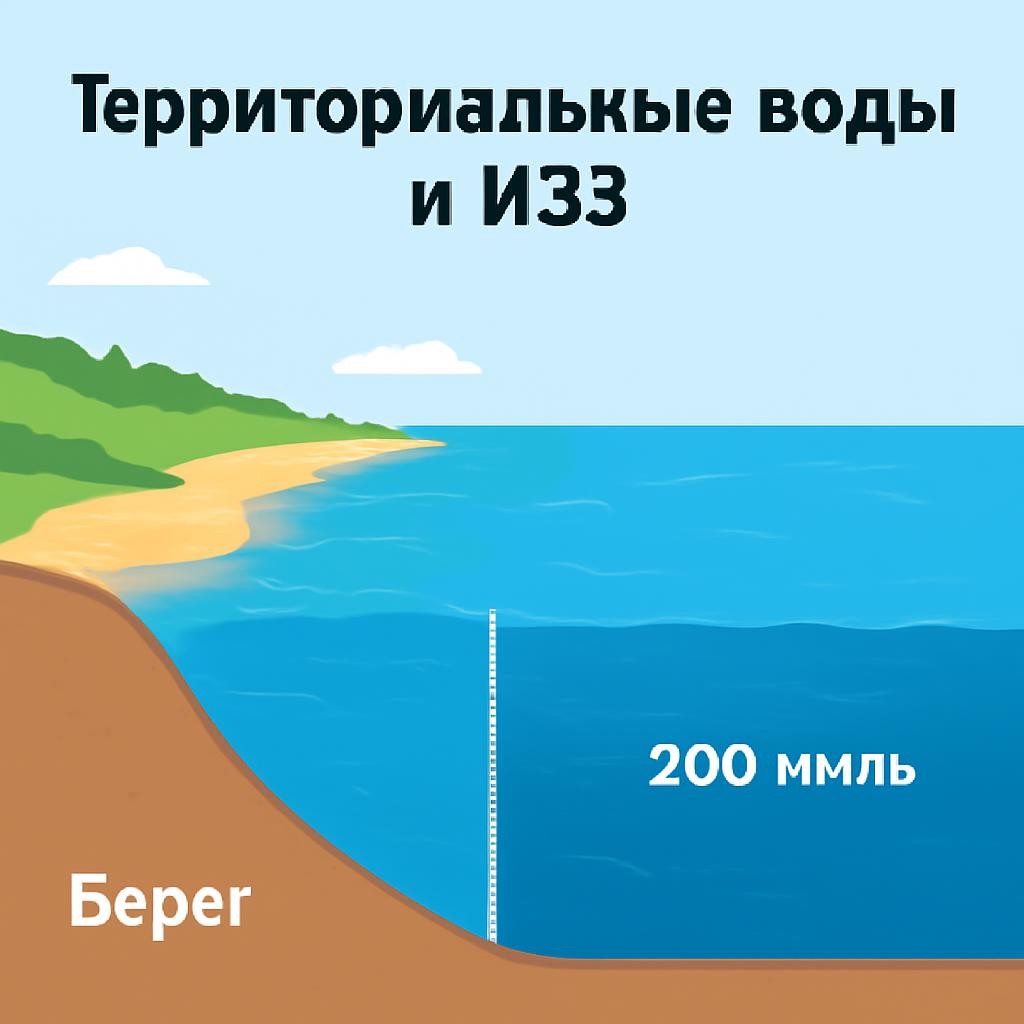 Слайд 8 «Территориальные воды и ИЭЗ» — иллюстрация к презентации «Государственная граница и географическое положение России» по географии для 8 класса