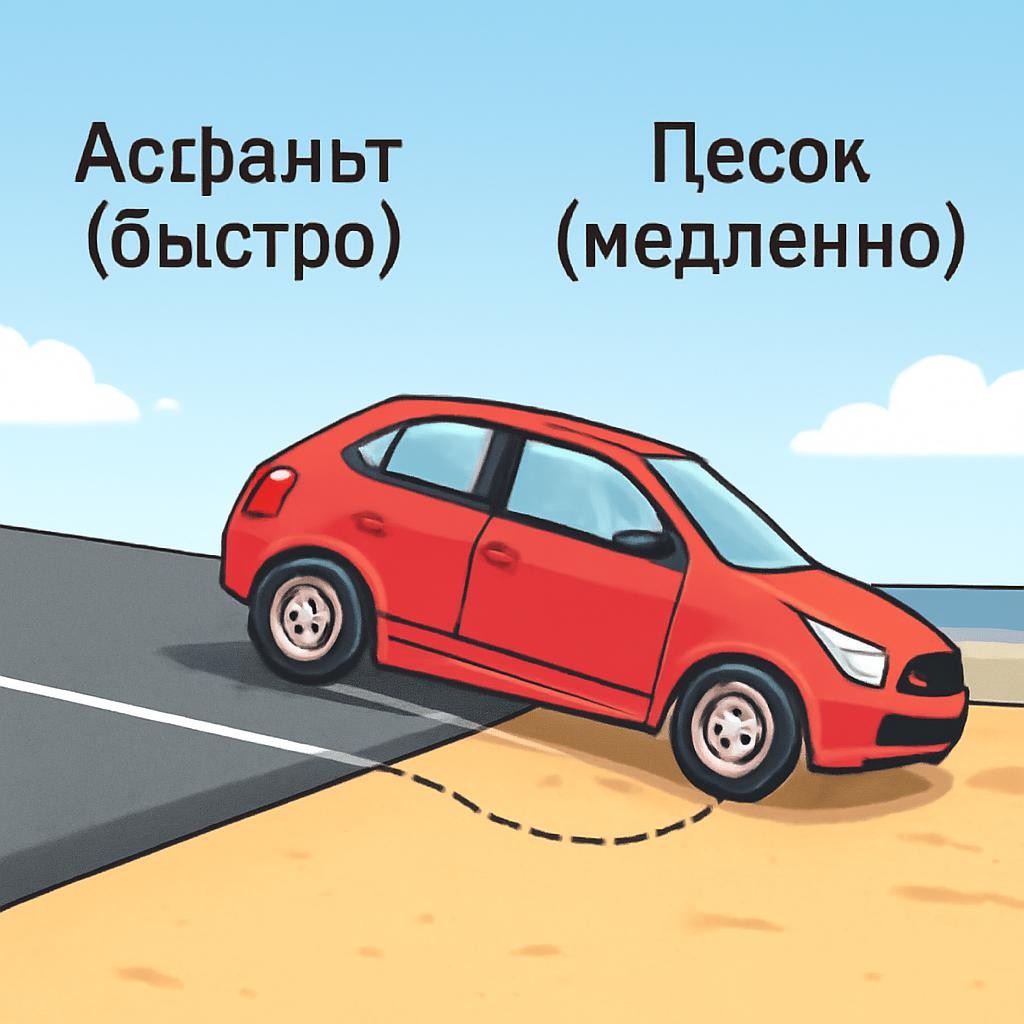 Слайд 6 «Замедление света в различных средах» — иллюстрация к презентации «Физический смысл показателя преломления» по физике для 9 класса