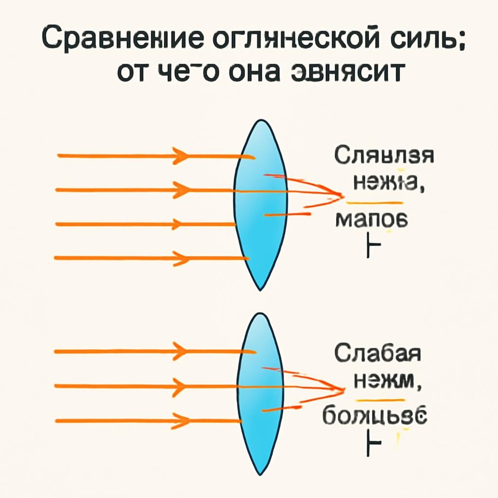 Слайд 6 «Сравнение оптической силы: от чего она зависит?» — иллюстрация к презентации «Линзы и их оптическая сила» по физике для 9 класса