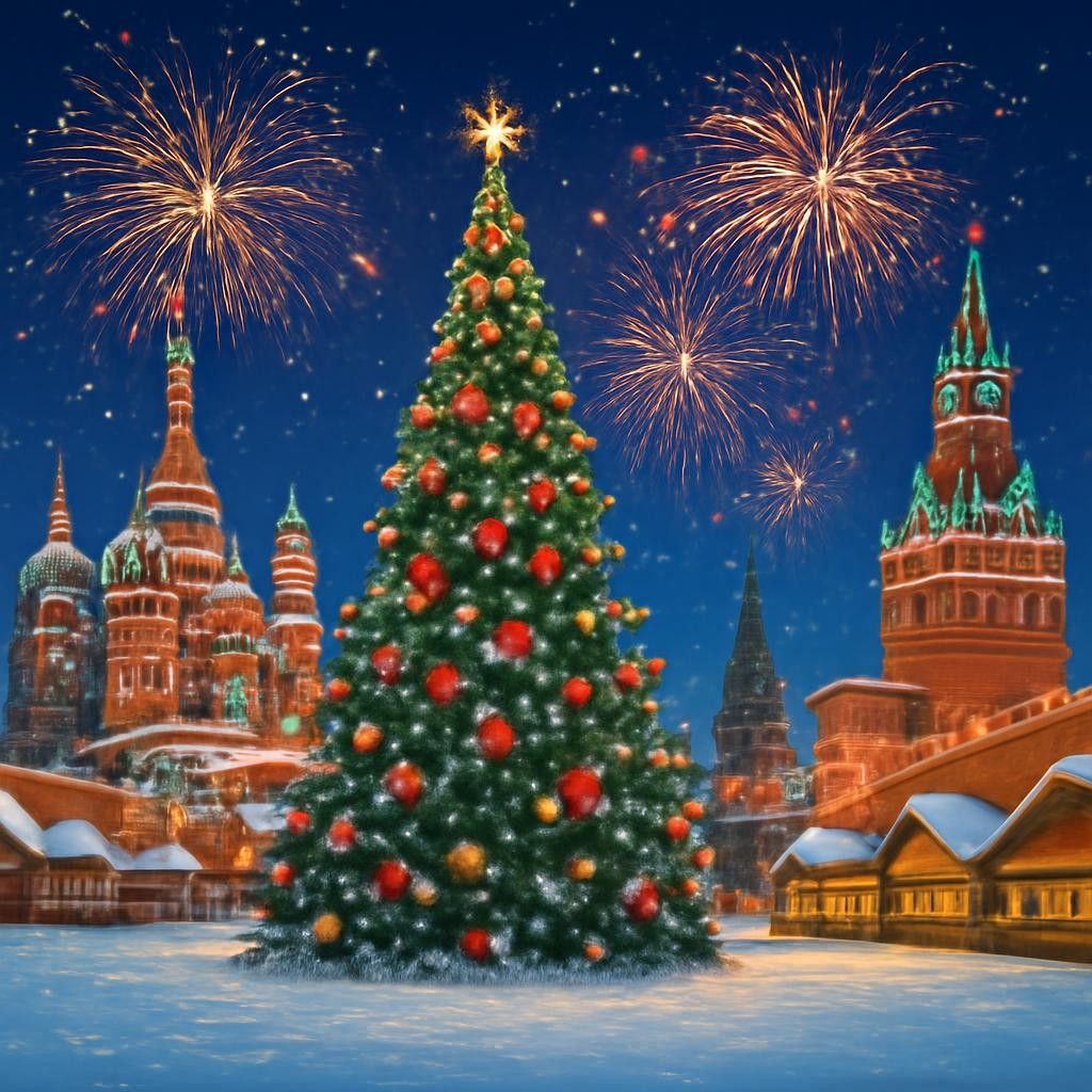 Слайд 7 «New Year in Russia» — иллюстрация к презентации «My Family and Family Holidays» по английскому языку для 5 класса