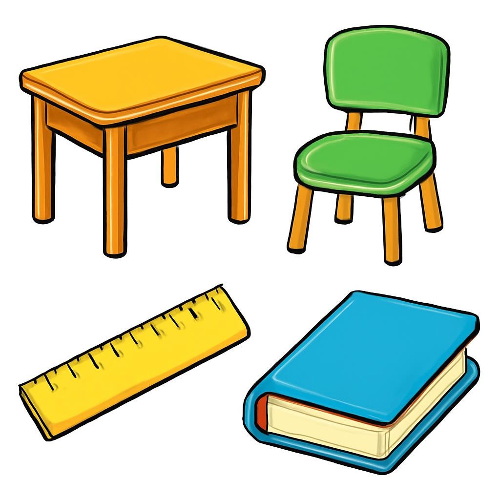 Four classroom objects