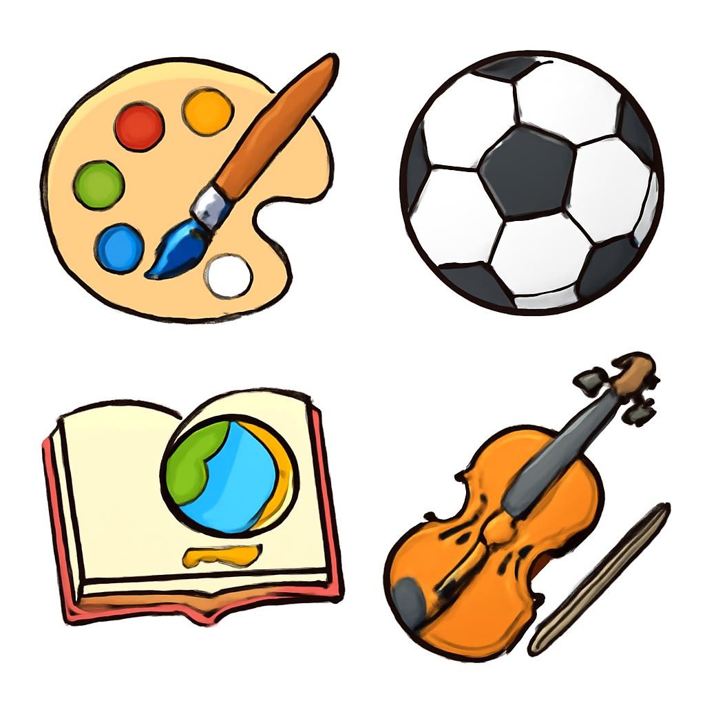 Four school-related objects, one unrelated object