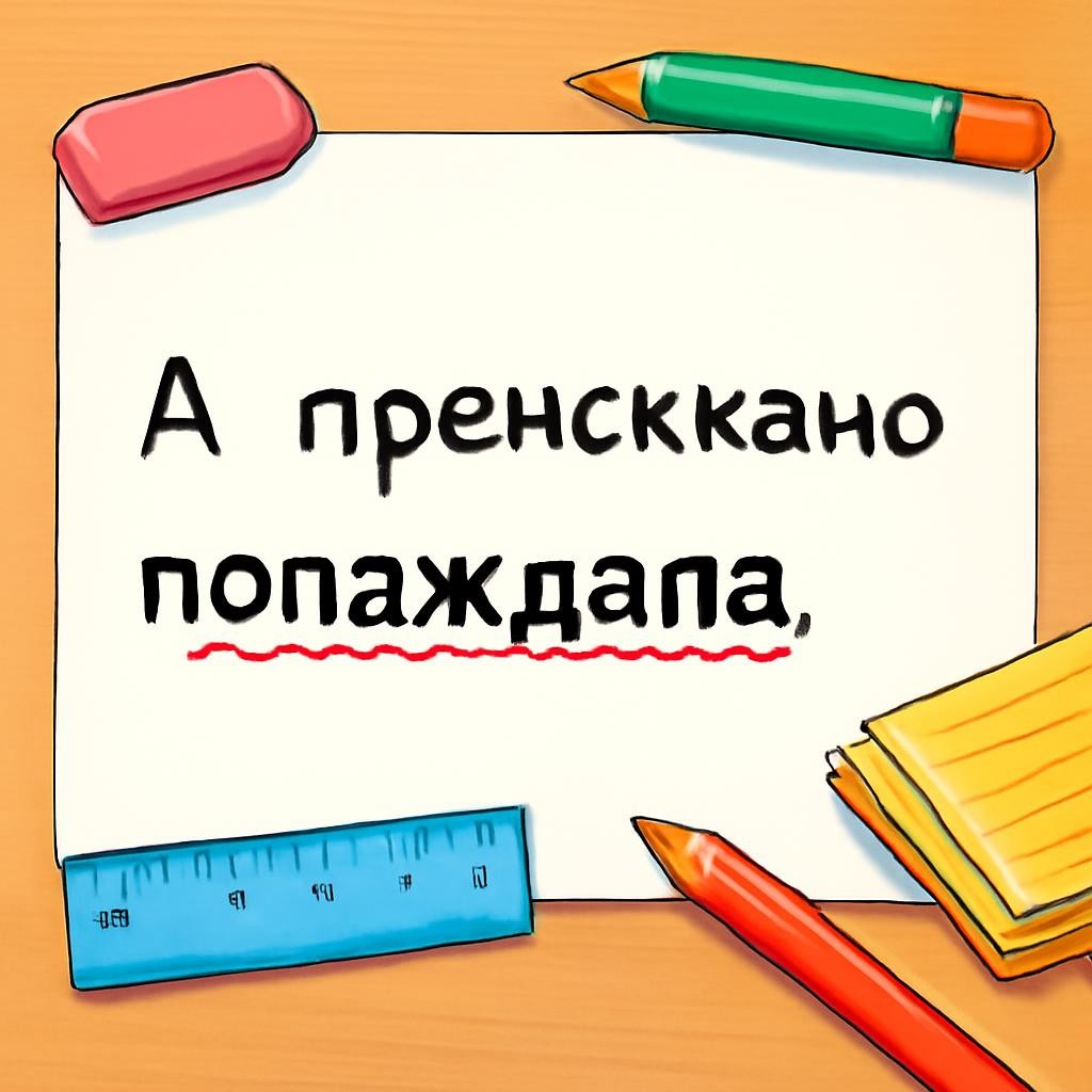 Схематичная иллюстрация предложения с выделенными волнистой линией словами
