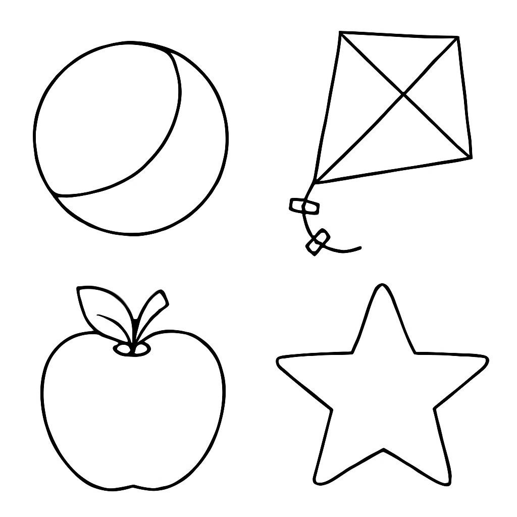 Four colourful objects