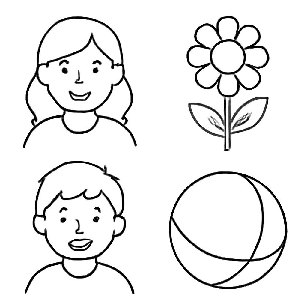 Four family and colour objects