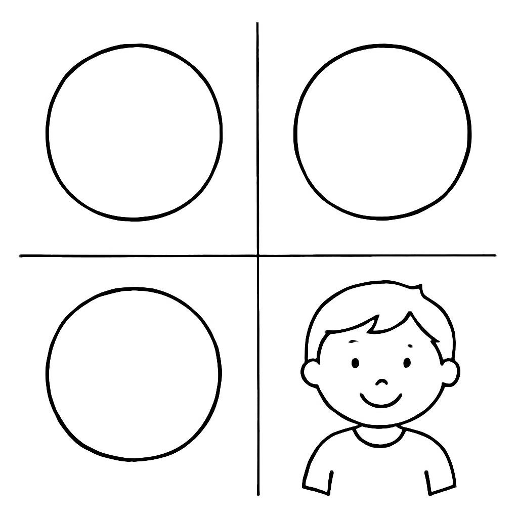 Three colour cards and one family object