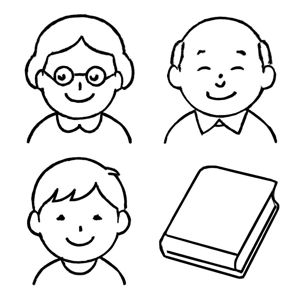 Four friendly child-friendly objects