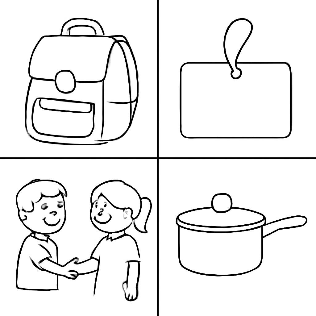 Four objects for a school introduction scene