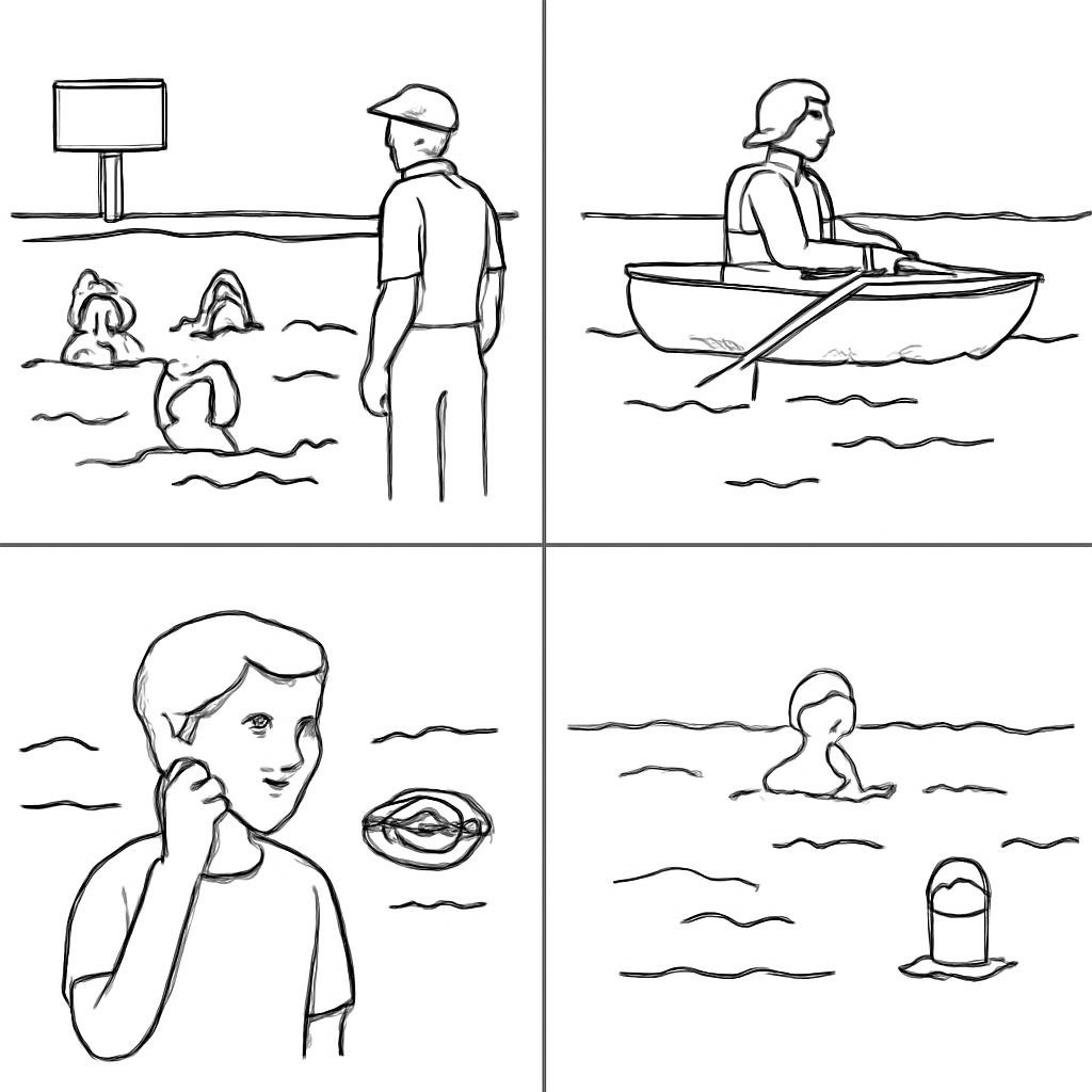 Четыре сцены поведения у водоёма