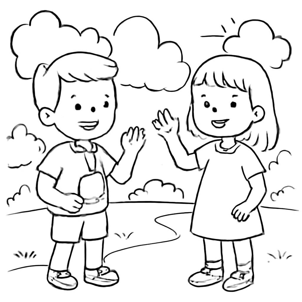 Children meeting in a park