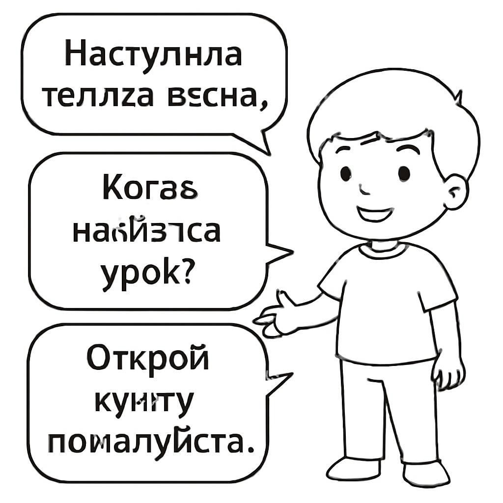 Три речевых облачка с короткими русскими предложениями