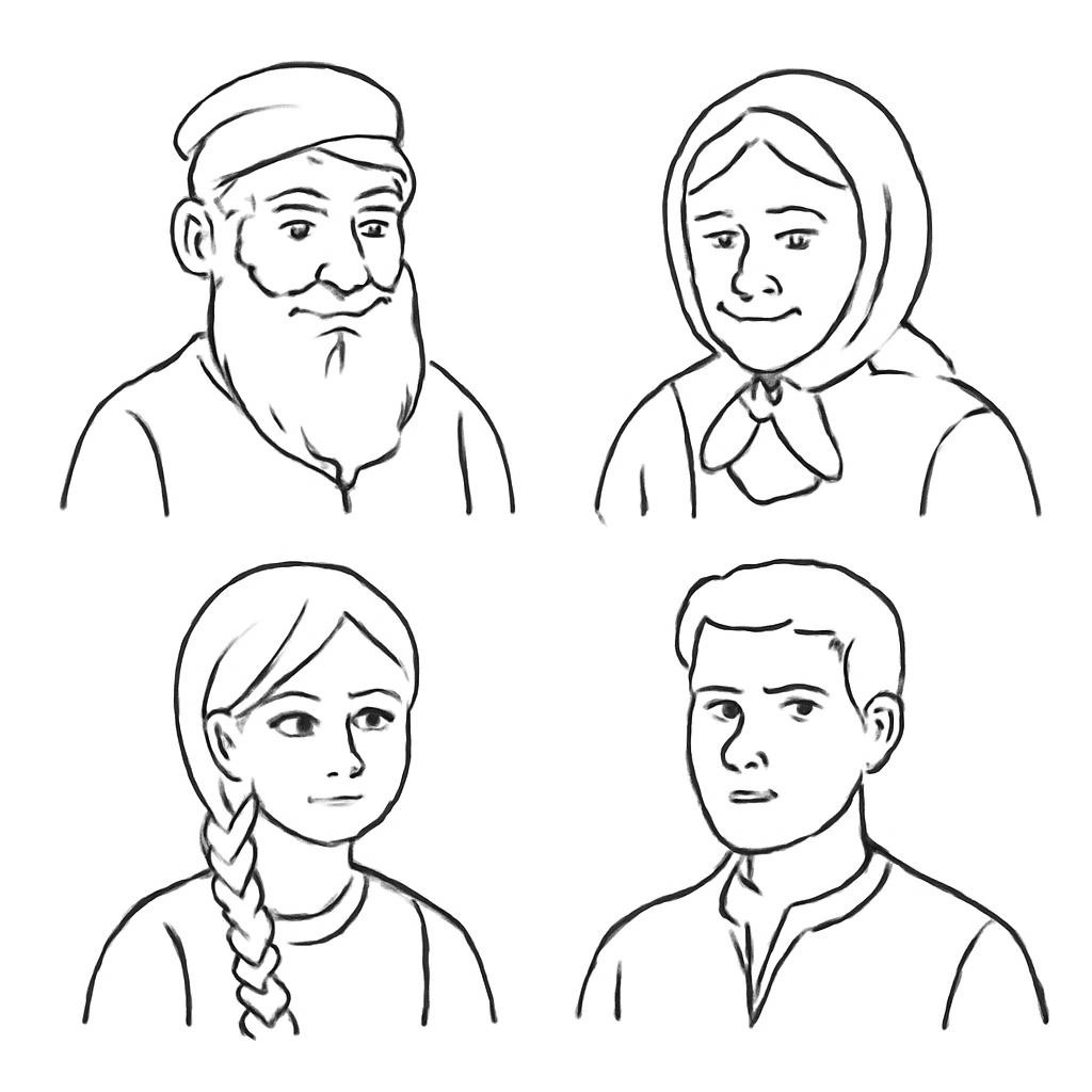Четыре персонажа русских народных сказок