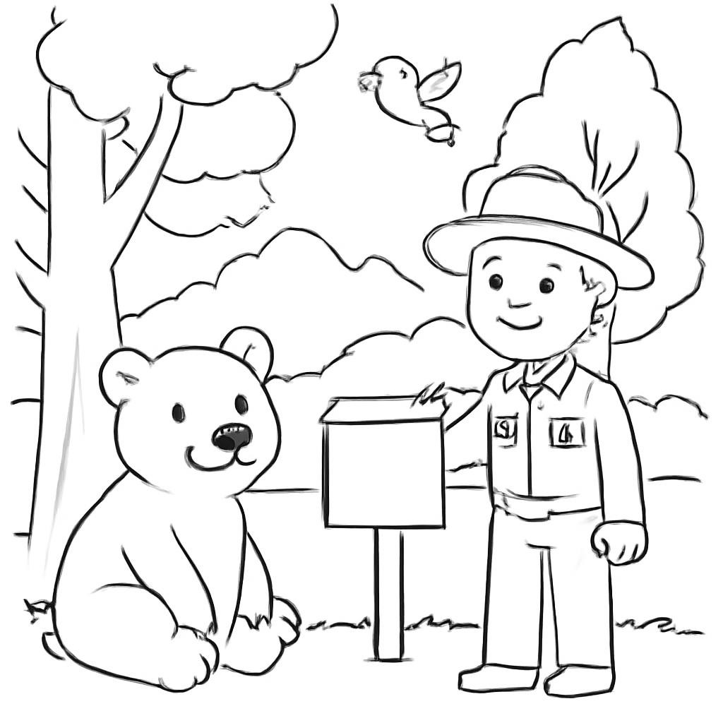 Контурная иллюстрация заповедной природы