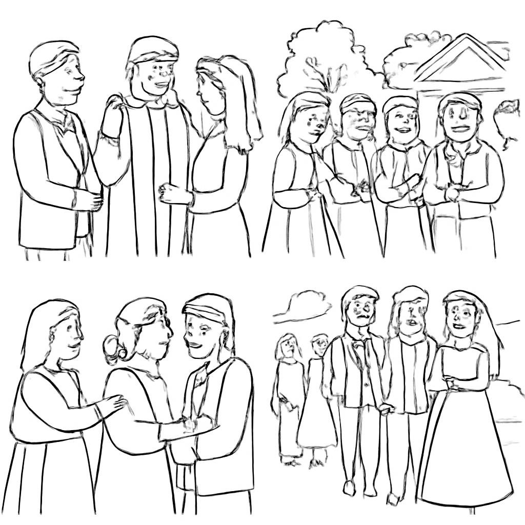 Четыре изображения свадебных обрядовых действий