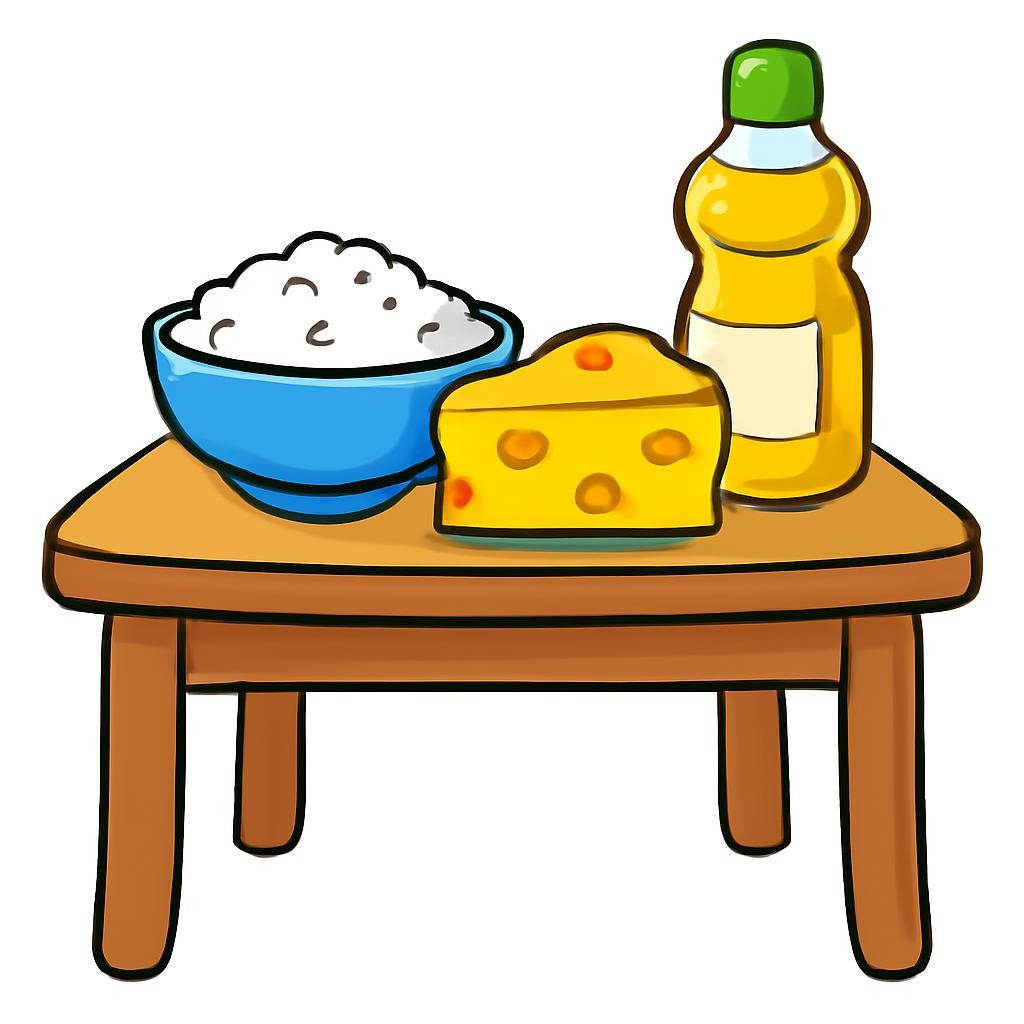 Продукты на кухонном столе для раскрашивания