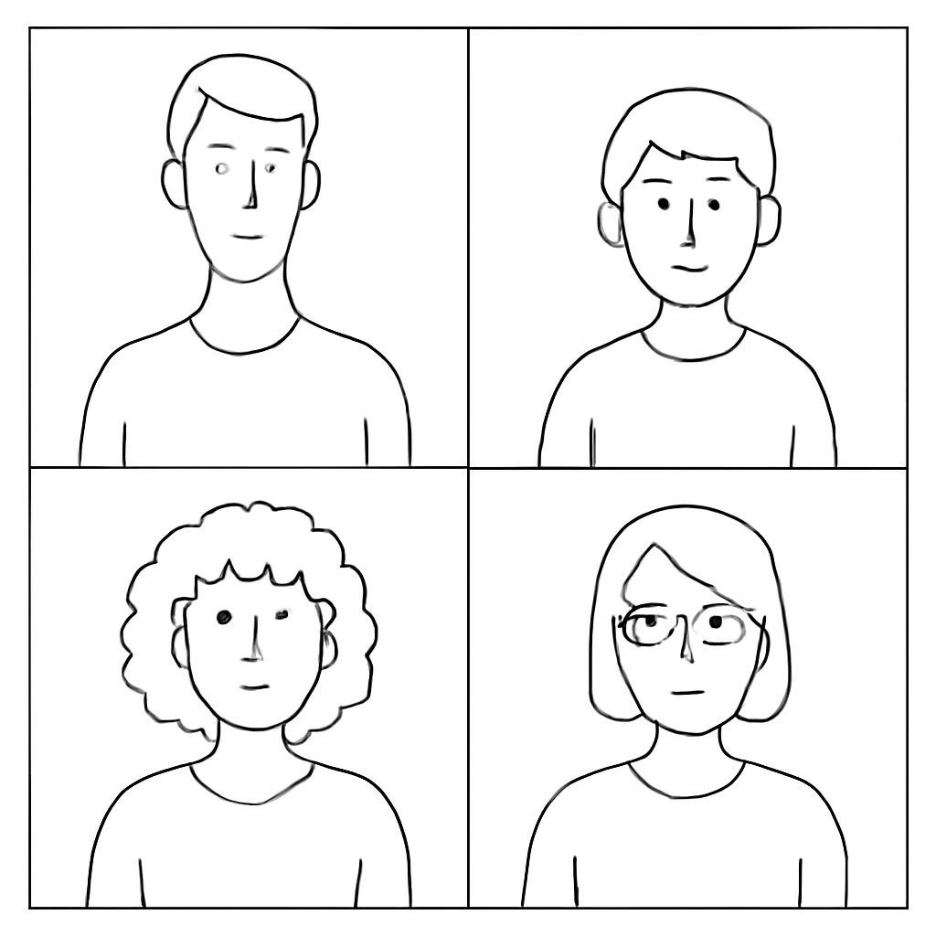Four separate visual examples of appearance vocabulary
