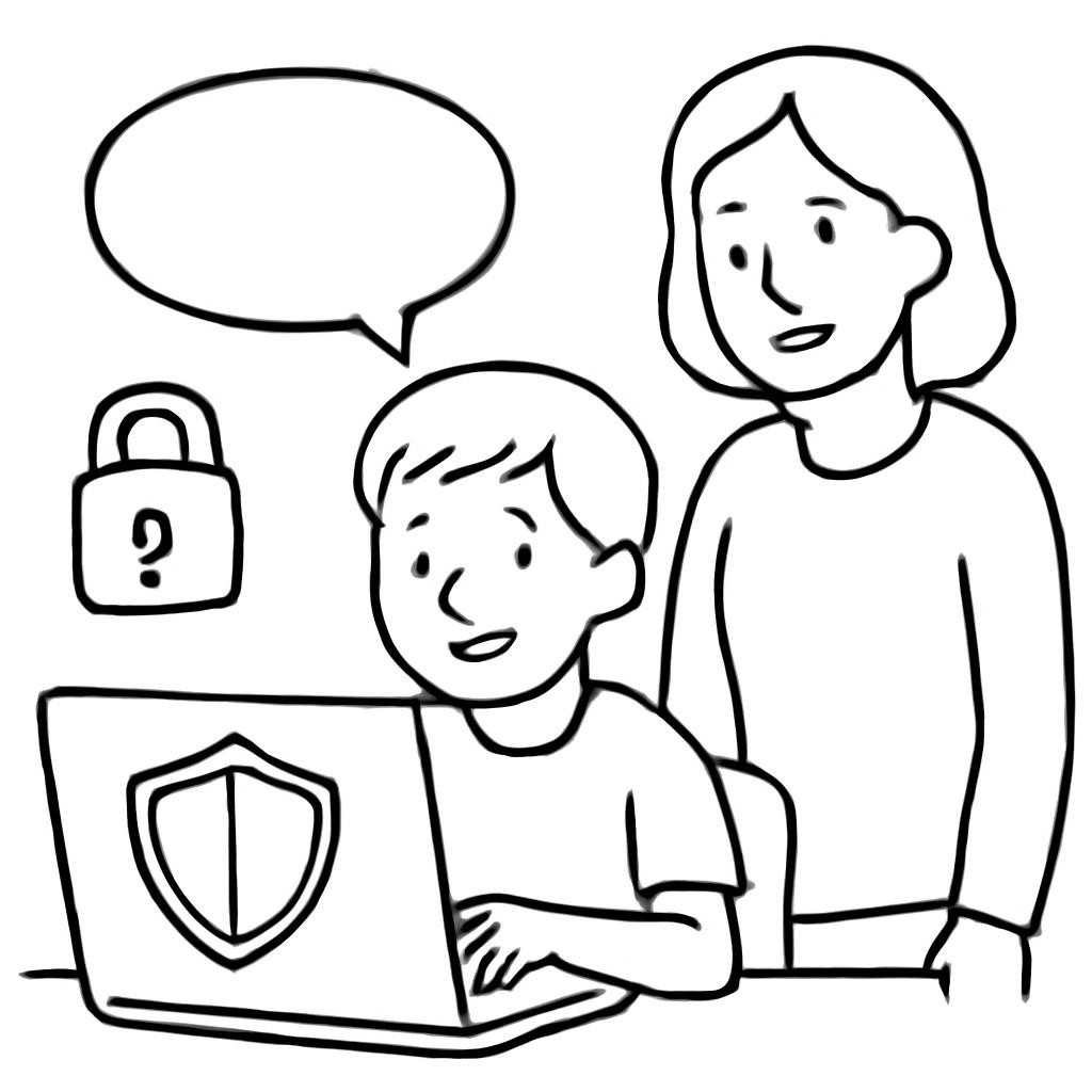 Ребёнок безопасно работает за компьютером