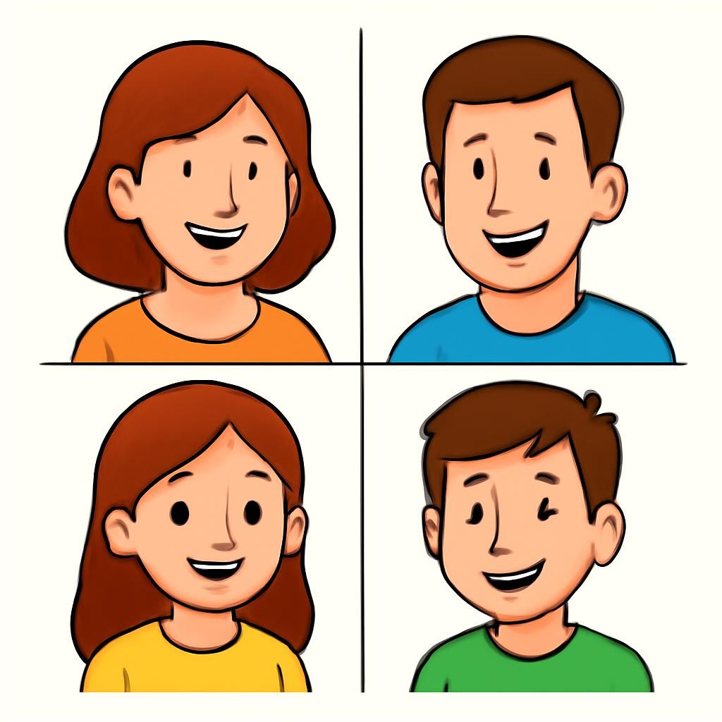 Four family members in a 2x2 grid