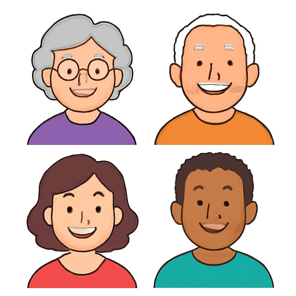Four family roles in a 2x2 grid