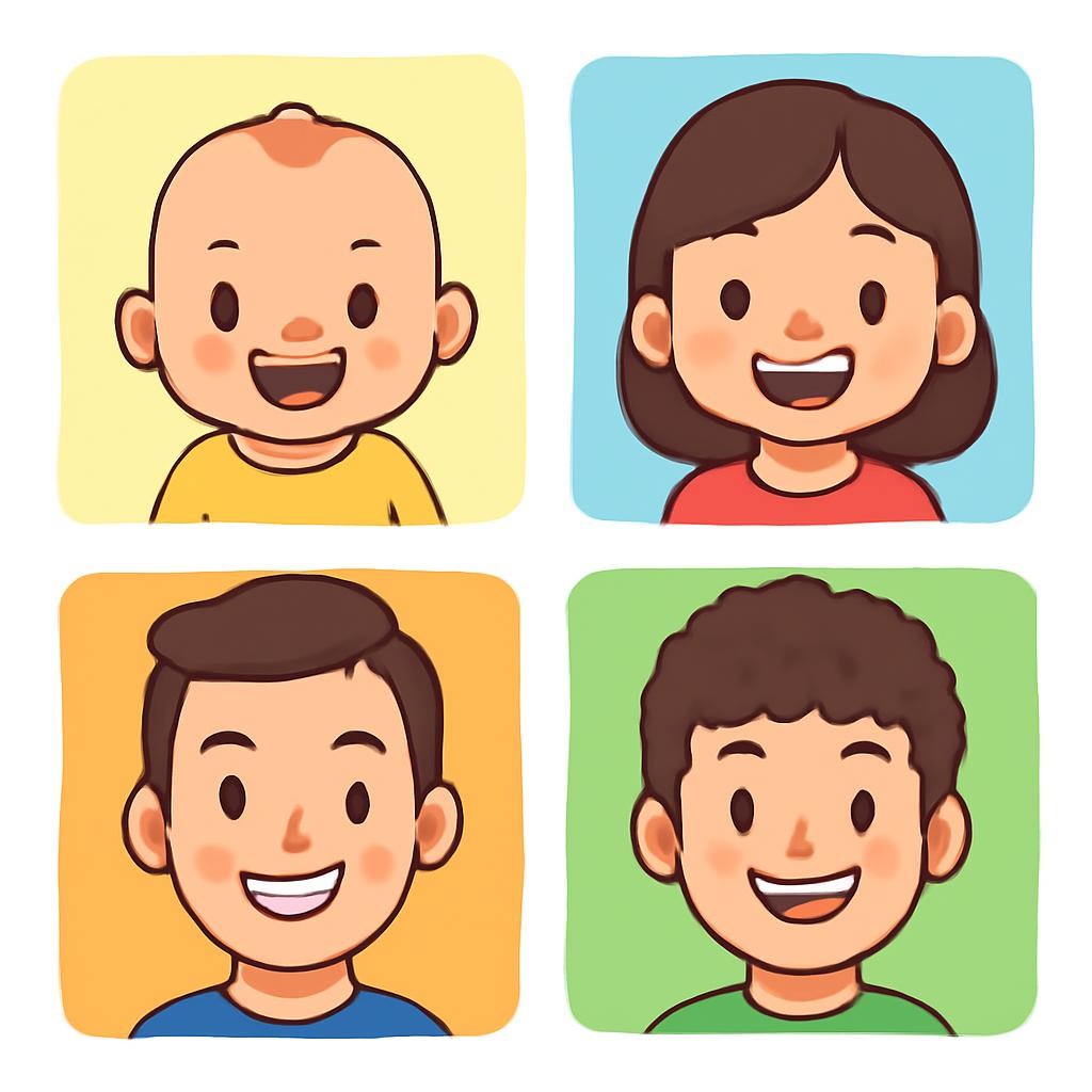 Four family members in a 2x2 grid
