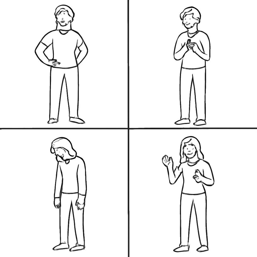 Four visual examples of body language