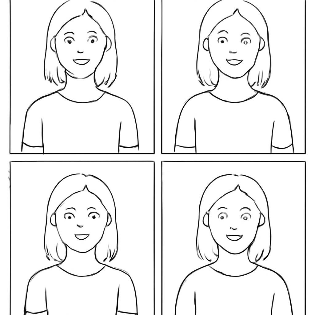 Four expressive portraits for identifying the odd one out