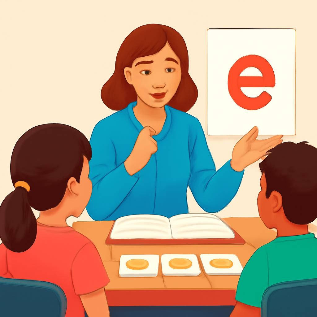 Слайд 7 «The letter e» — иллюстрация к презентации «School again!» по английскому языку для 3 класса