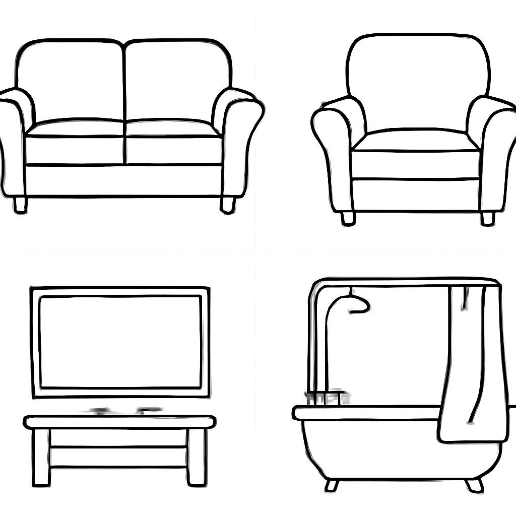 Four household objects arranged in a two-by-two grid