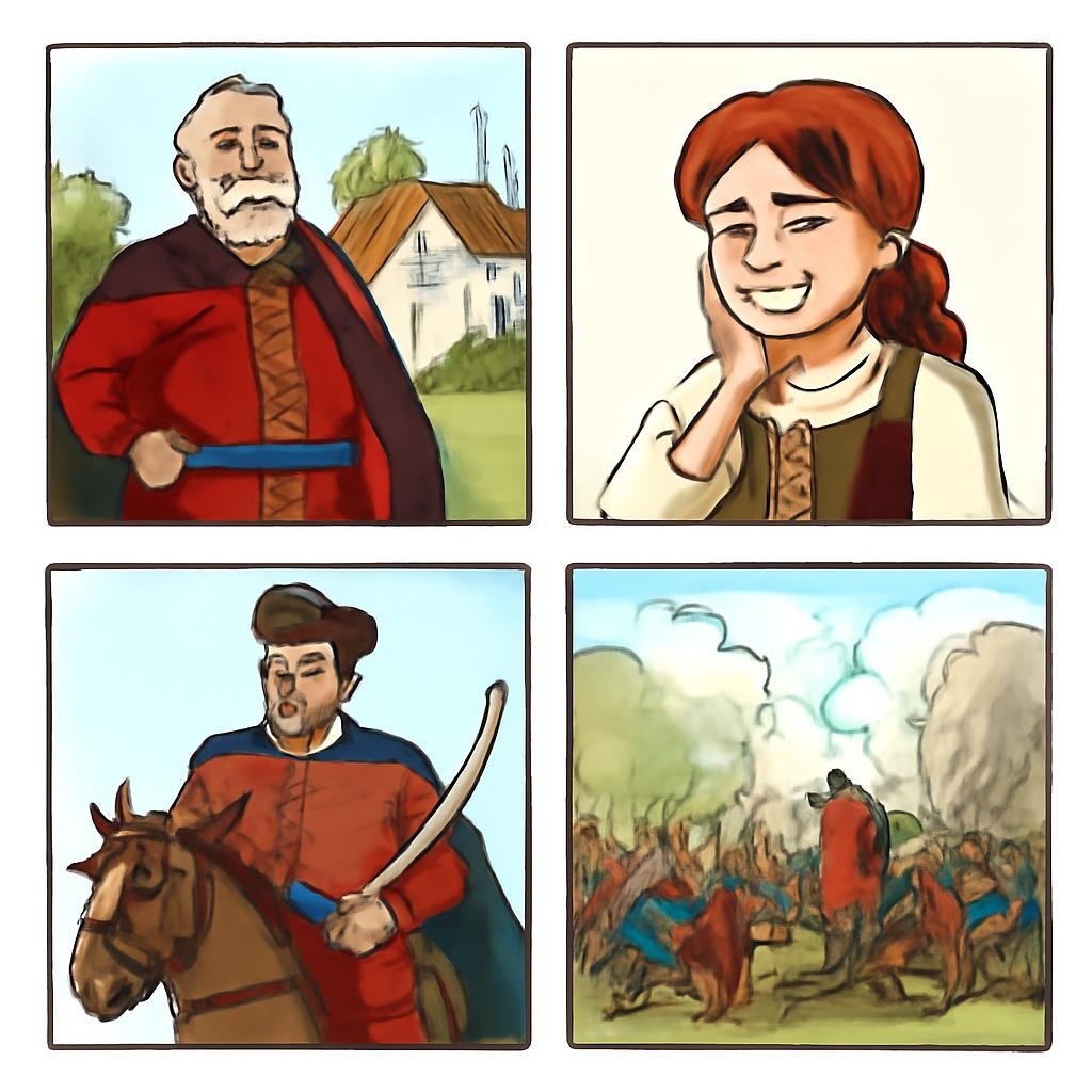 Четыре сцены, связанные с героями и историческим событием