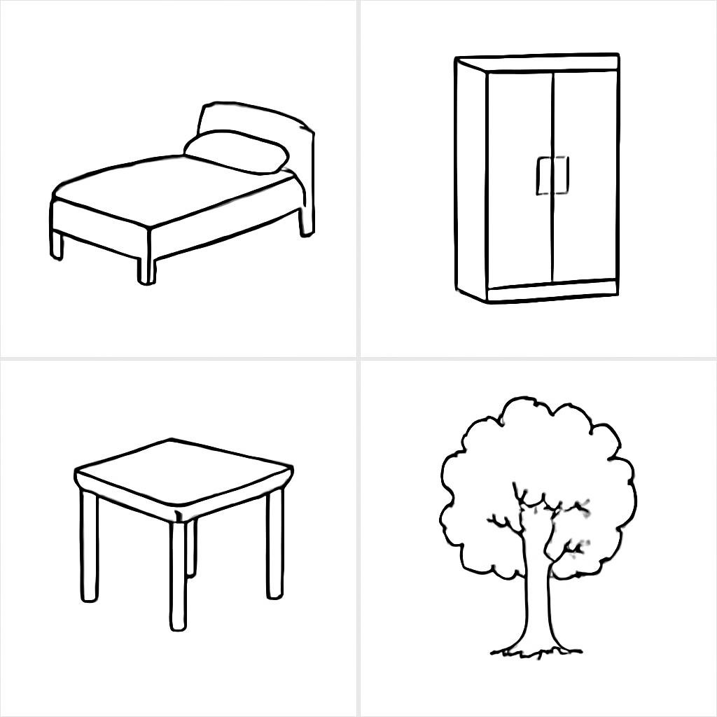 A grid of four simple Minecraft-style objects without labels.