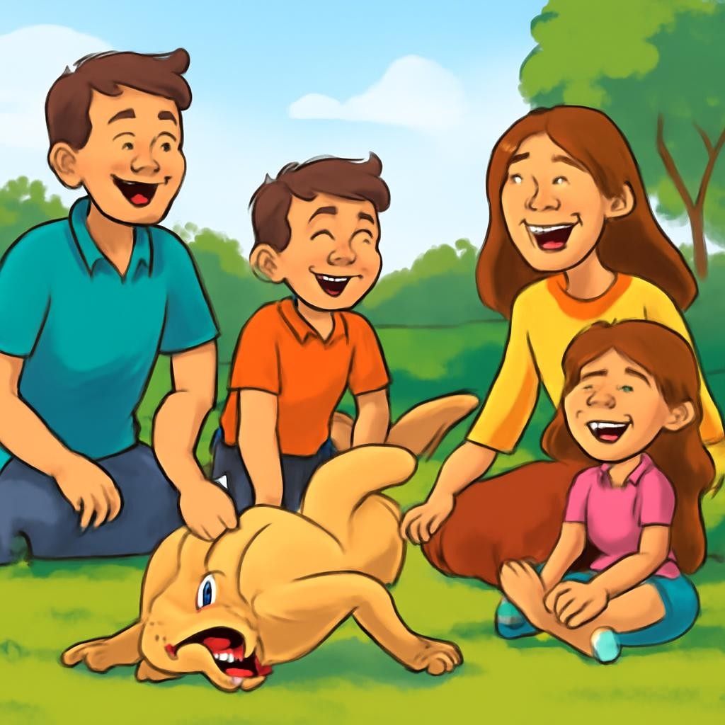 Слайд 9 «Funny и happy» — иллюстрация к презентации «My Family» по английскому языку для 2 класса