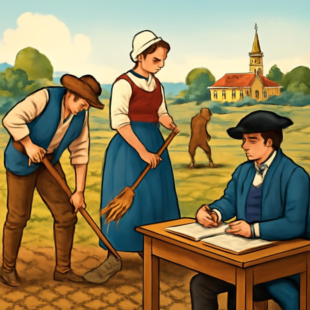 Слайд 19 «Крестьянские повинности» — иллюстрация к презентации «Мария Терезия» по истории для 8 класса