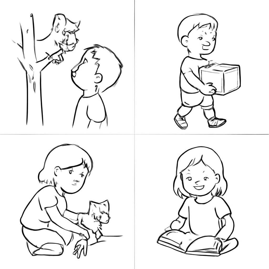 Сетка из четырёх контурных сцен