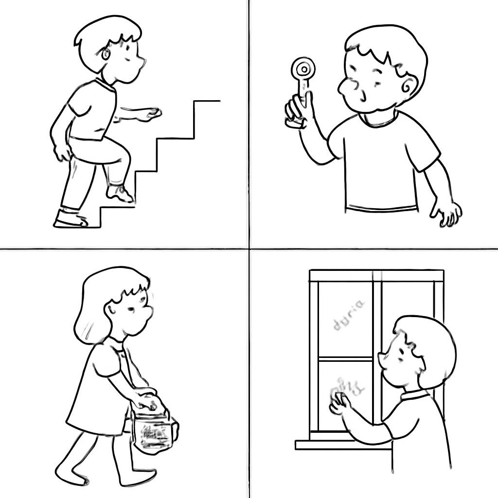 Сетка из четырёх контурных сцен
