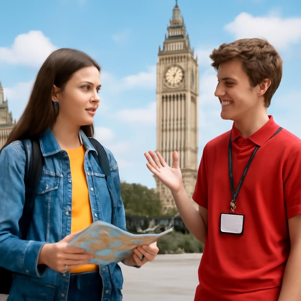 Слайд 14 «Speaking task: become a guide» — иллюстрация к презентации «Landmarks of the British Isles» по английскому языку для 7 класса