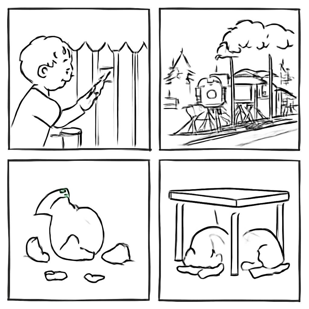 Контурная сетка из четырёх сцен