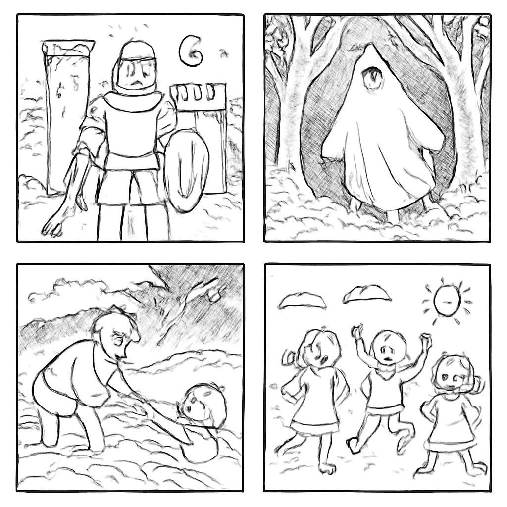 Сетка из четырёх контурных сцен