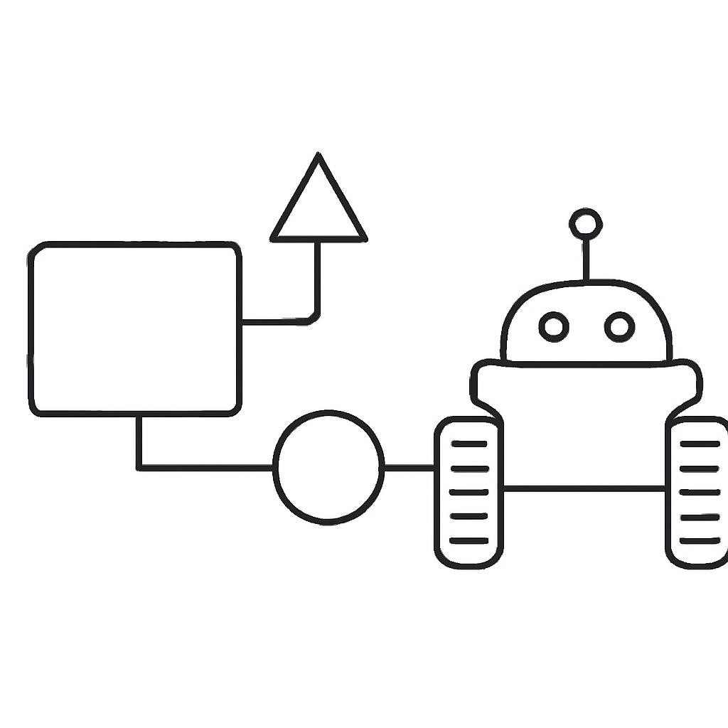 Контурная схема робота с блоком управления, датчиком и мотором
