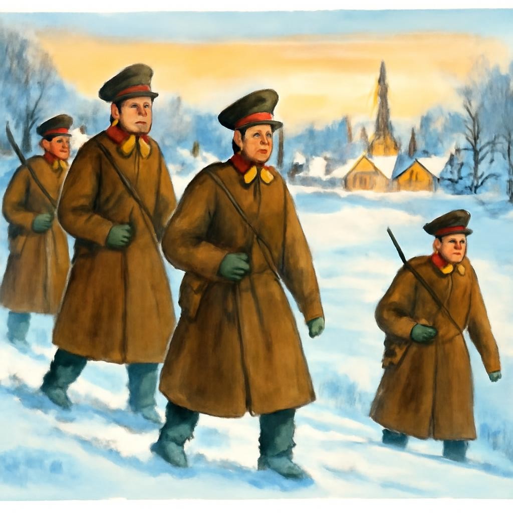 Контрастная сцена военного похода
