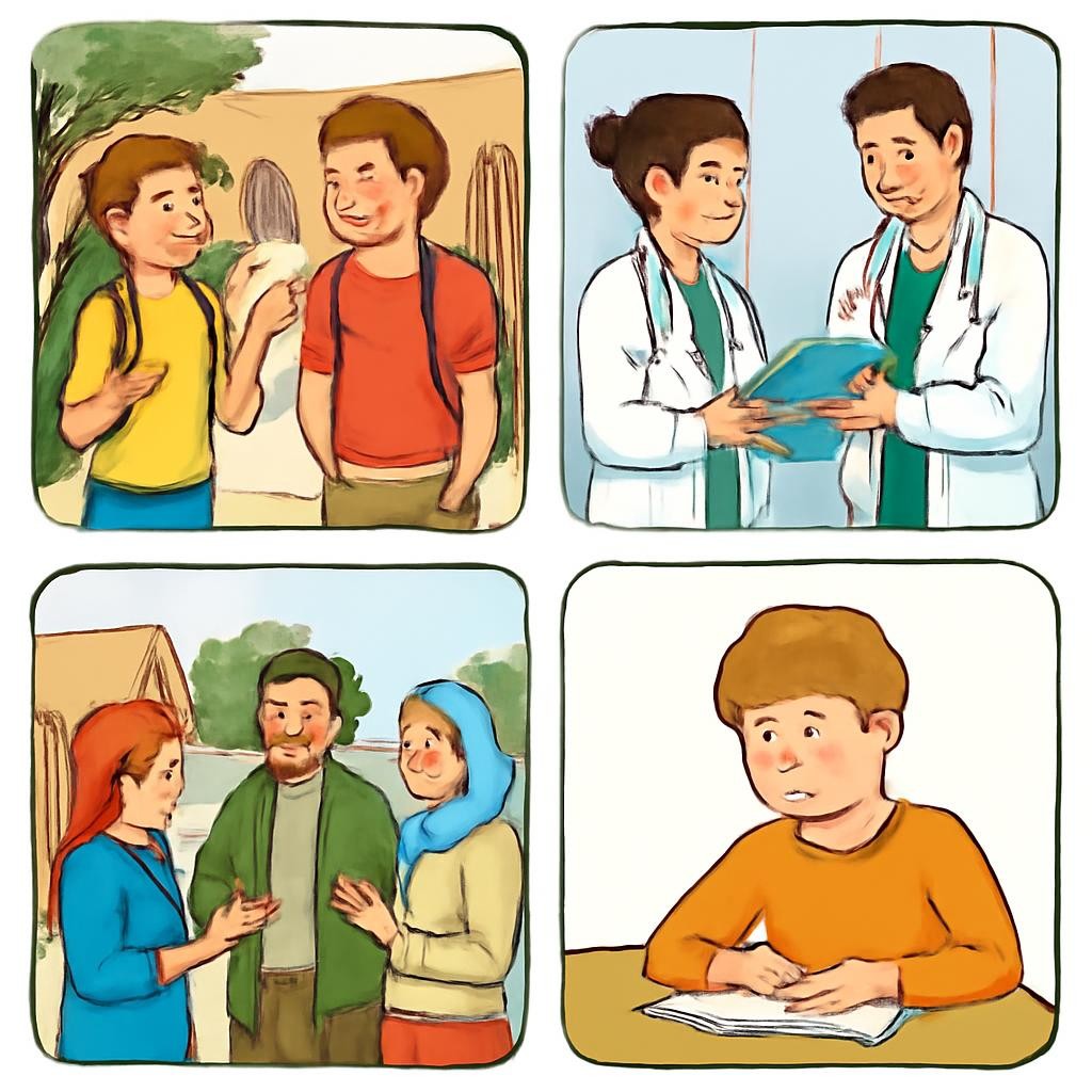 Сетка из четырёх речевых ситуаций.