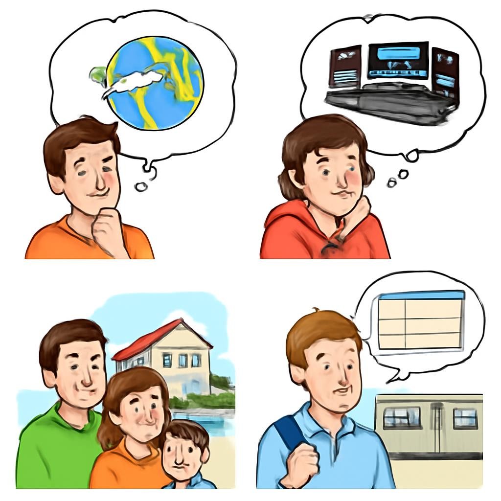 Четыре реалистичные бытовые сцены