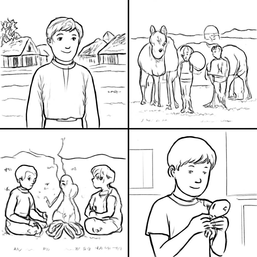 Сетка из четырёх контурных сцен