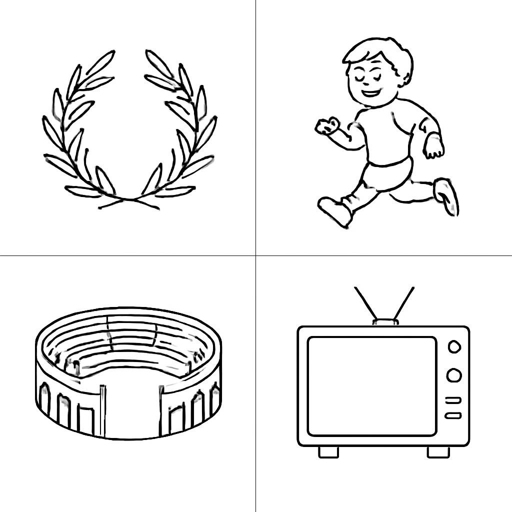 Сетка из четырёх контурных изображений