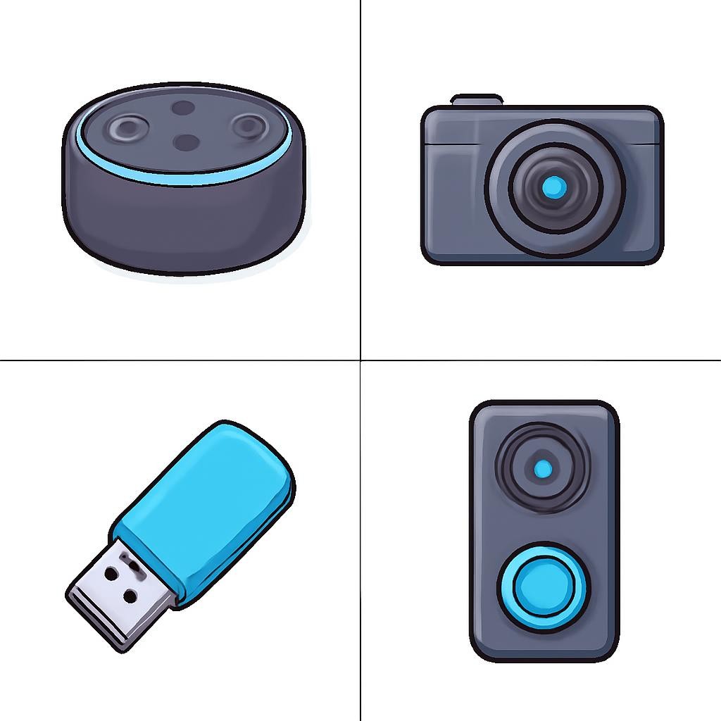 A four-part grid of communication tools