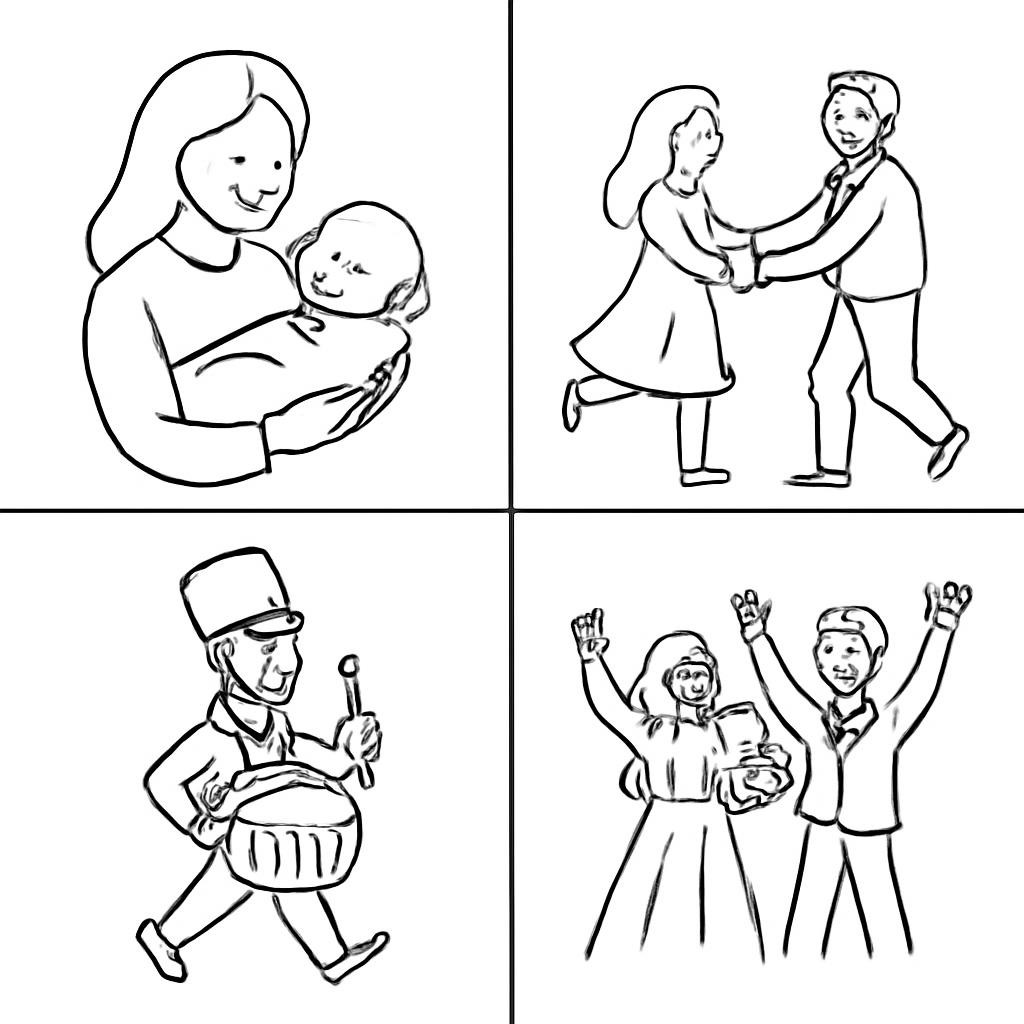 Четыре изображения народных музыкальных жанров